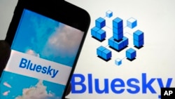 Приложение Bluesky на экране мобильного телефона (слева) и на экране ноутбука (архивное фото) 